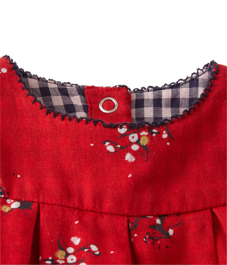 Robe b&eacute;b&eacute; fille en tubique imprim&eacute; rouge FROUFROU/blanc MULTICO