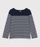 Marinière femme en coton manches longues bleu SMOKING/blanc MARSHMALLOW