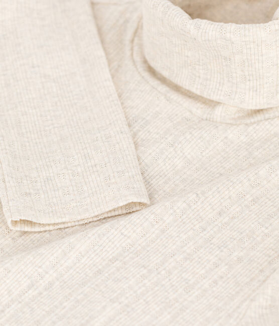Tee-shirt col roulé L'ICONIQUE en maille jacquard beige MONTELIMAR CHINE