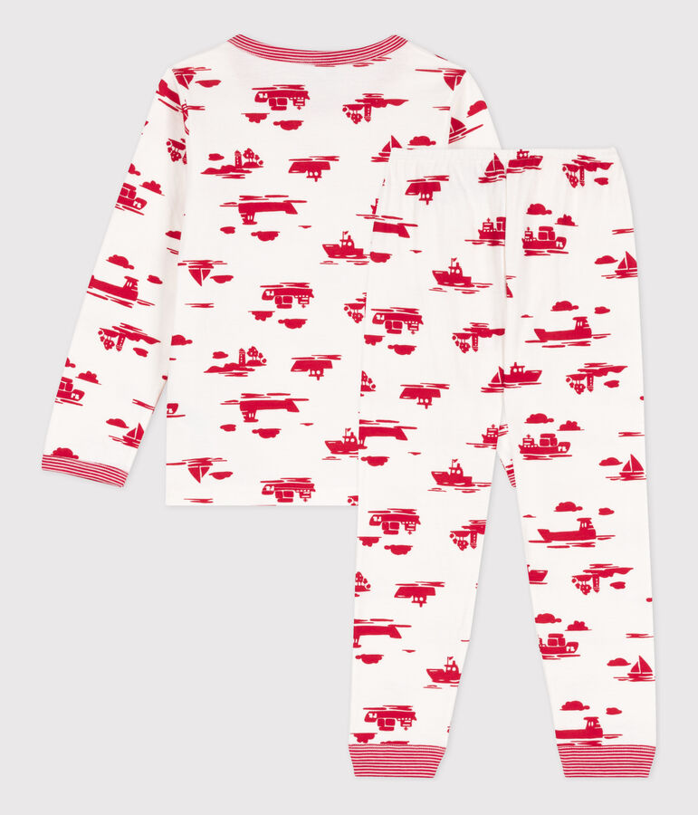 Pyjama Le Havre en tubique enfant blanc MARSHMALLOW/rouge PEPS