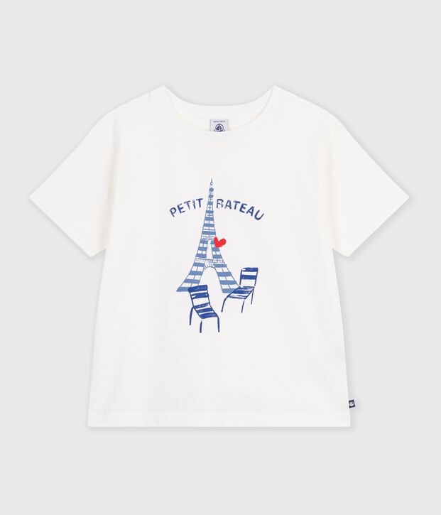 Tee-shirt enfant manches courtes imprim&eacute; blanc