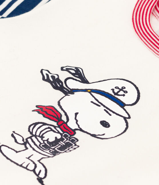 Tee-shirt Petit Bateau X Snoopy en jersey léger bébé blanc MARSHMALLOW/blanc MULTICO