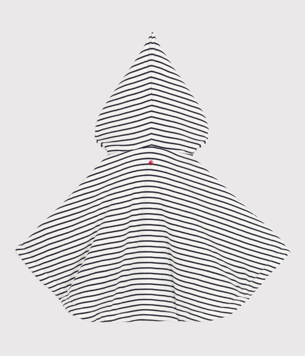 Cape &agrave; capuche &agrave; rayures marini&egrave;res b&eacute;b&eacute; en coton blanc/bleu