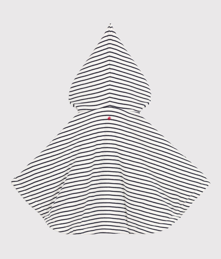 Cape &agrave; capuche &agrave; rayures marini&egrave;res b&eacute;b&eacute; en coton blanc MARSHMALLOW/bleu SMOKING