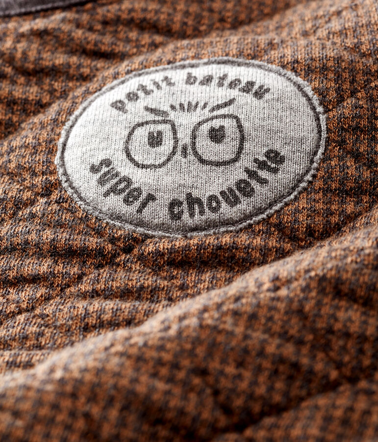 Sweatshirt b&eacute;b&eacute; gar&ccedil;on en tubique pied-de-poule gris/marron