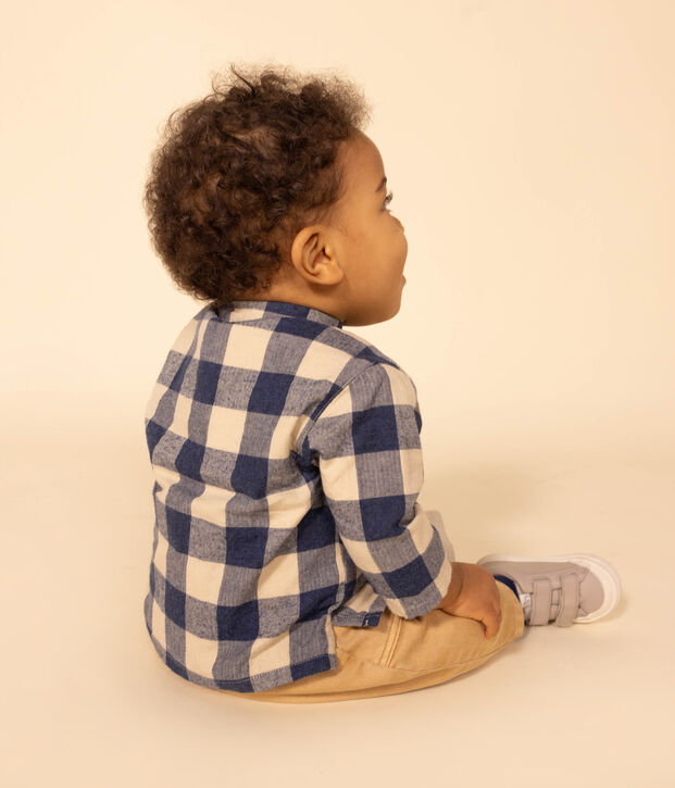 Chemise en flanelle &agrave; carreaux b&eacute;b&eacute; bleu/&eacute;cru