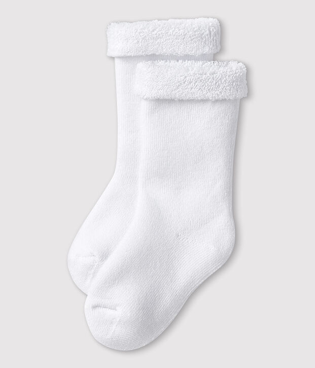 Chaussettes blanches b&eacute;b&eacute; en &eacute;ponge blanc