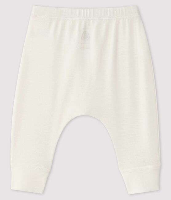 Legging tête de chat bébé en côte blanc MARSHMALLOW