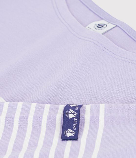 Tee-shirt marinière femme en coton violet SQUAW/ MILK