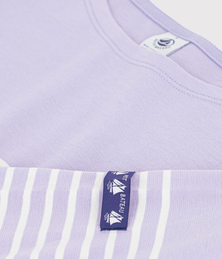 Tee-shirt marini&egrave;re femme en coton violet SQUAW/ MILK