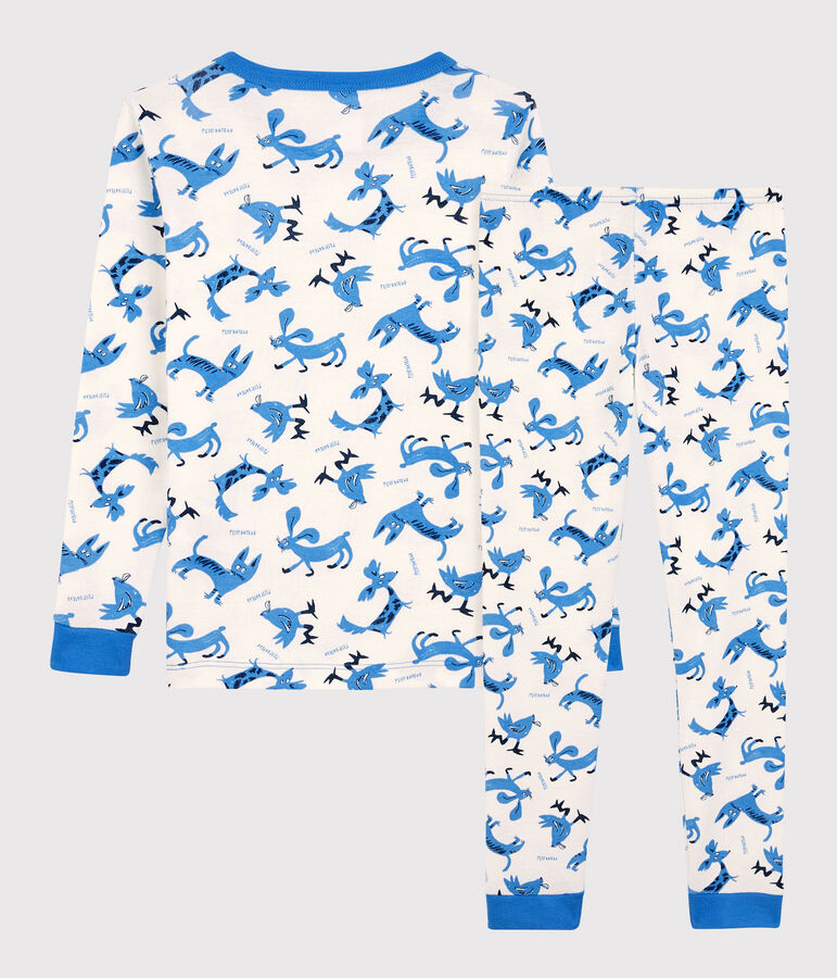 Pyjama snugfit animaux petit gar&ccedil;on en coton blanc MARSHMALLOW/blanc MULTICO