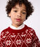Pull enfant en laine et coton à motifs rouge AMARANTE/ AVALANCHE