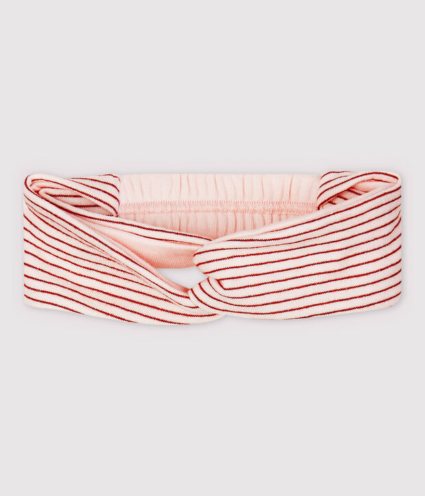 Bandeau ray&eacute; en tubique b&eacute;b&eacute; fille rose/rose