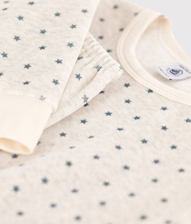 Pyjama &eacute;toile en velours enfant beige/gris