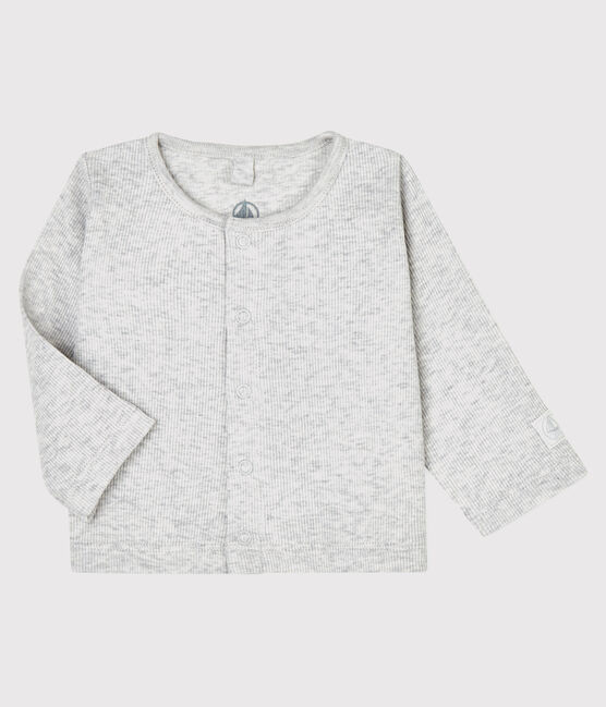 Cardigan bébé en côte 2x2 en coton biologique gris BELUGA CHINE