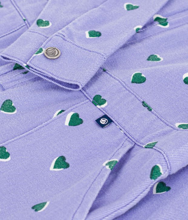 Combinaison enfant en coton imprim&eacute;e &agrave; c&oelig;urs violet/multicouleur