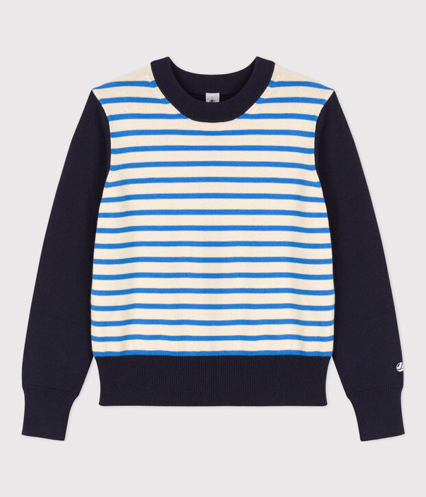 Pull marini&egrave;re coton Femme bleu/&eacute;cru/bleu