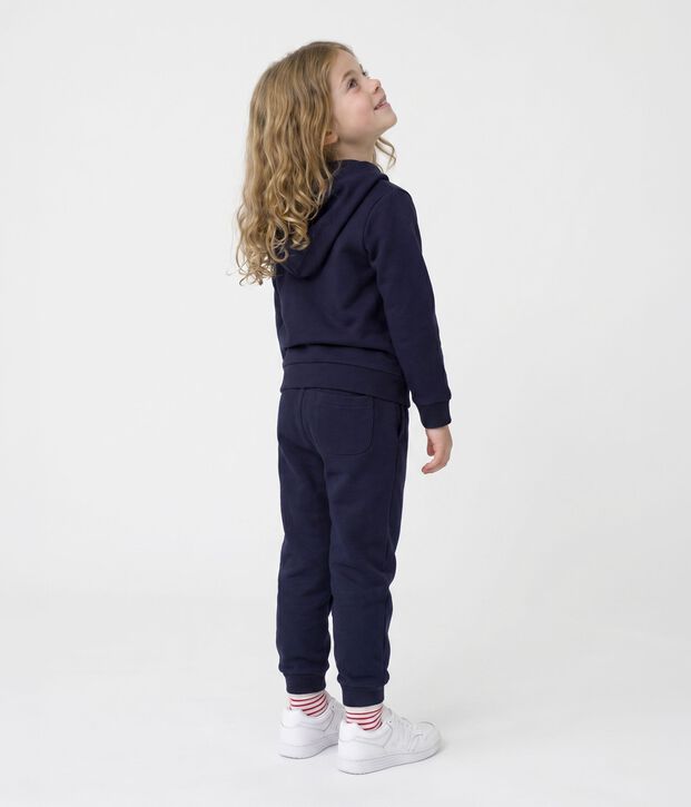 Sweatshirt &agrave; capuche zipp&eacute; enfant en coton bleu marine