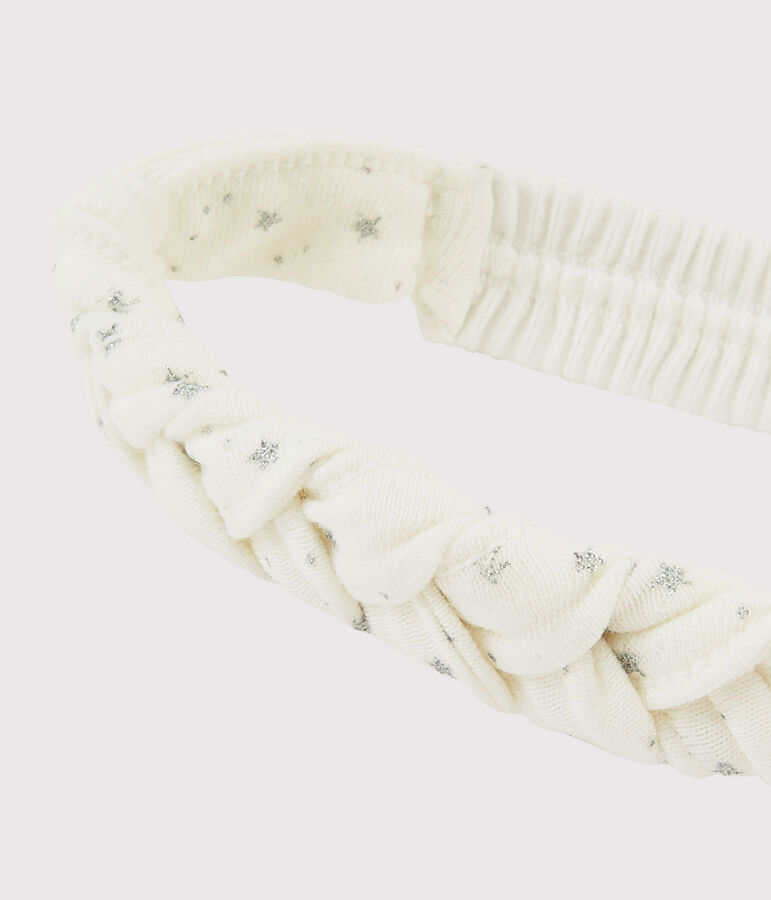 Bandeau cheveux b&eacute;b&eacute; fille blanc MARSHMALLOW/gris ARGENT