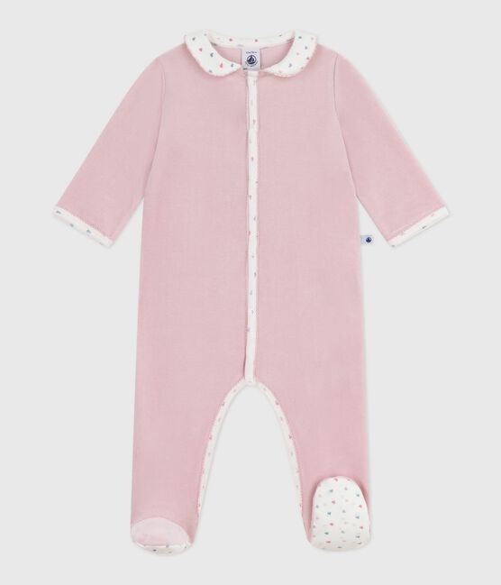 Pyjama bébé en velours avec col rose JOLI