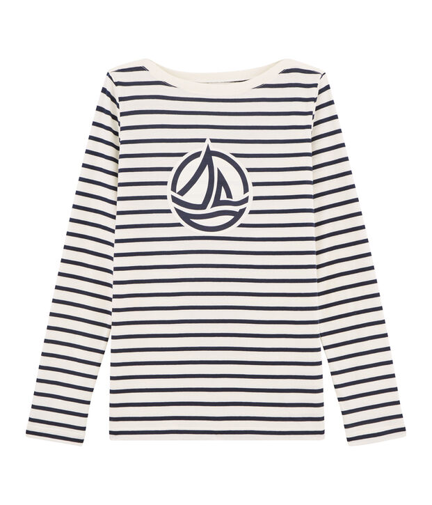 Tee shirt marini&egrave;re femme blanc/bleu