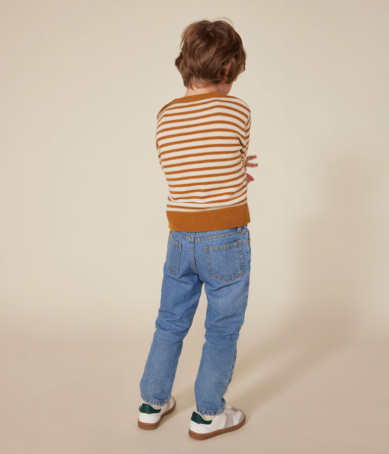 Pull en laine et coton enfant gar&ccedil;on blanc AVALANCHE/ ECUREUIL