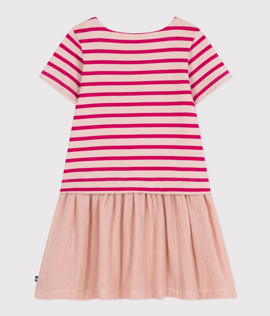 Robe manches courtes jersey épais et gaze de coton enfant fille SALINE/ DELHI