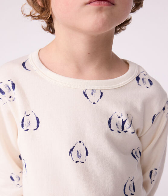 Pyjama enfant en molleton imprimé pingouins bleu MILK/ SOIR