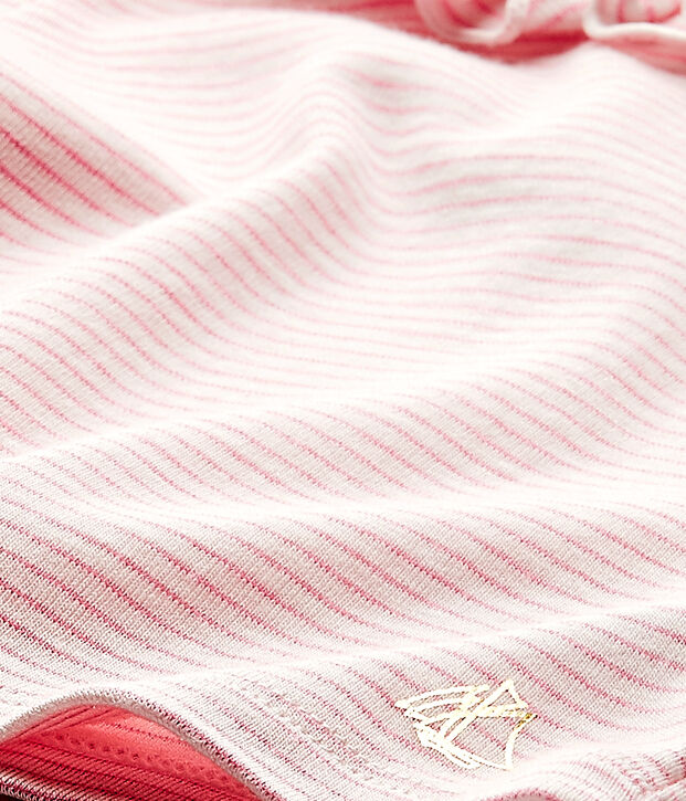 Tee-shirt b&eacute;b&eacute; fille ray&eacute; blanc/rose