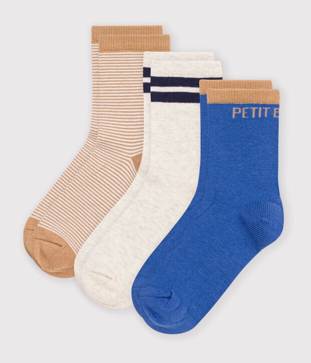 3 paires de chaussettes enfant en coton &agrave; rayures multicouleur