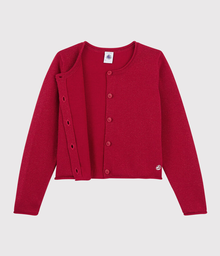 Cardigan en coton enfant fille rouge