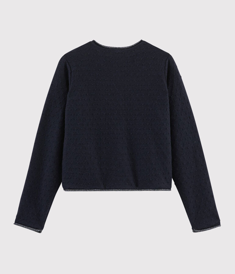 Cardigan en laine et coton enfant fille bleu SMOKING