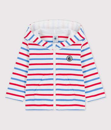 PETIT BATEAU - Sweatshirt à capuche rayé en jersey épais bébé