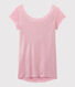 T-shirt femme col bénitier au dos en lin irisé