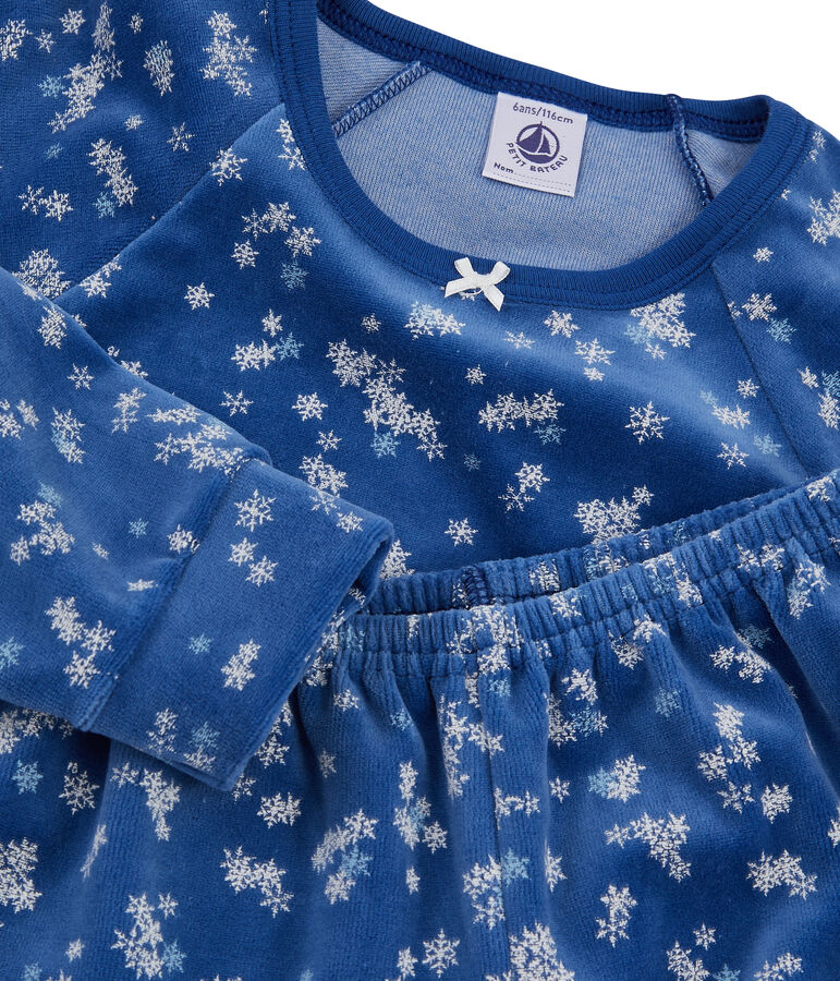 Pyjama petite fille en velours bleu/multicouleur