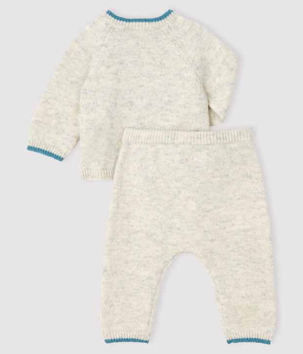 Ensemble 2 pi&egrave;ces jacquard b&eacute;b&eacute; en tricot gris chin&eacute; clair