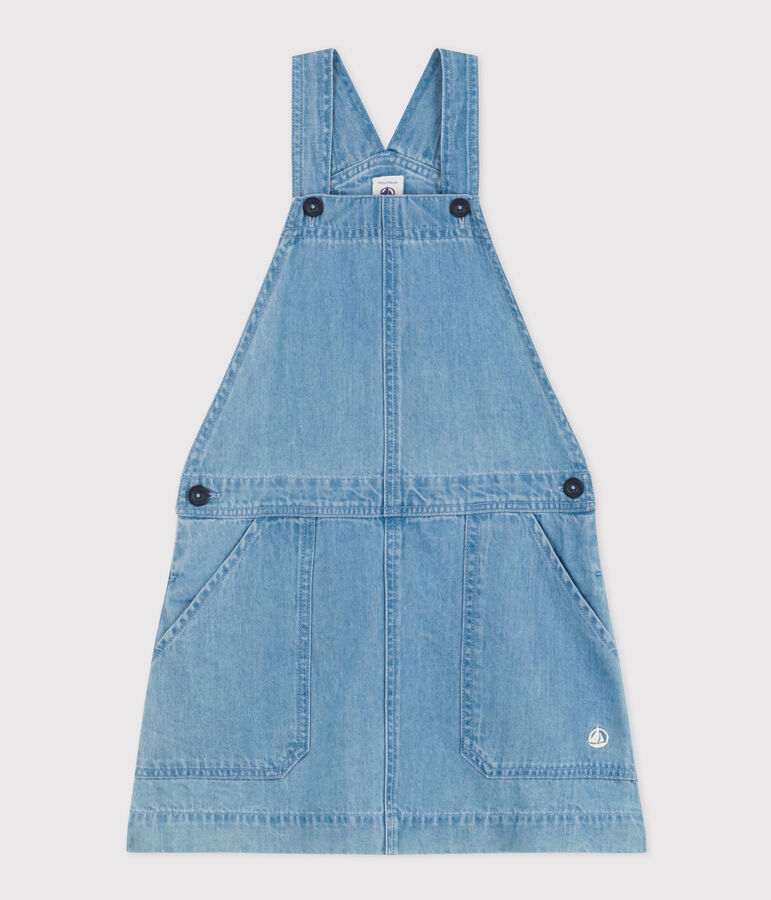 Robe salopette en denim l&eacute;ger enfant fille bleu DENIM CLAIR
