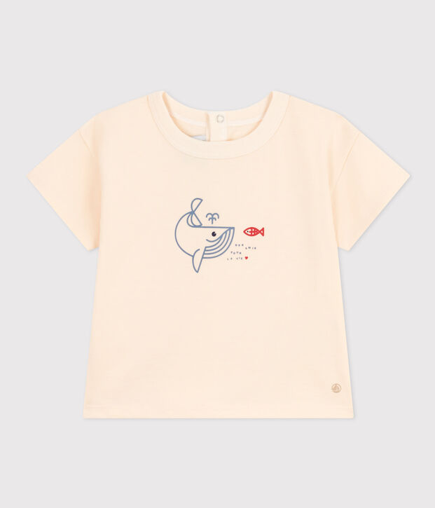 Tee-shirt manches courtes en jersey l&eacute;ger b&eacute;b&eacute; &eacute;cru