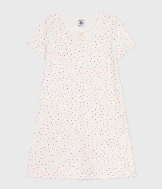 Chemise de nuit en coton motif petit cœur enfant blanc MARSHMALLOW/ PAPAYE