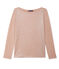 T-shirt femme manches longues en lin laqué rose ROSE/gris ARGENT