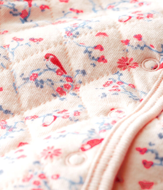 Cardigan bébé en tubique matelassé rose FLEUR/blanc MULTICO