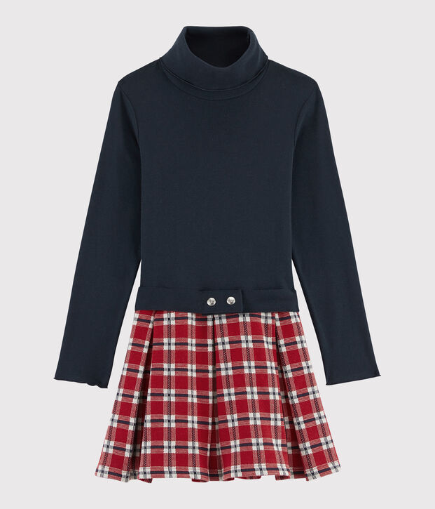 Robe manches longues enfant fille bleu/multicouleur