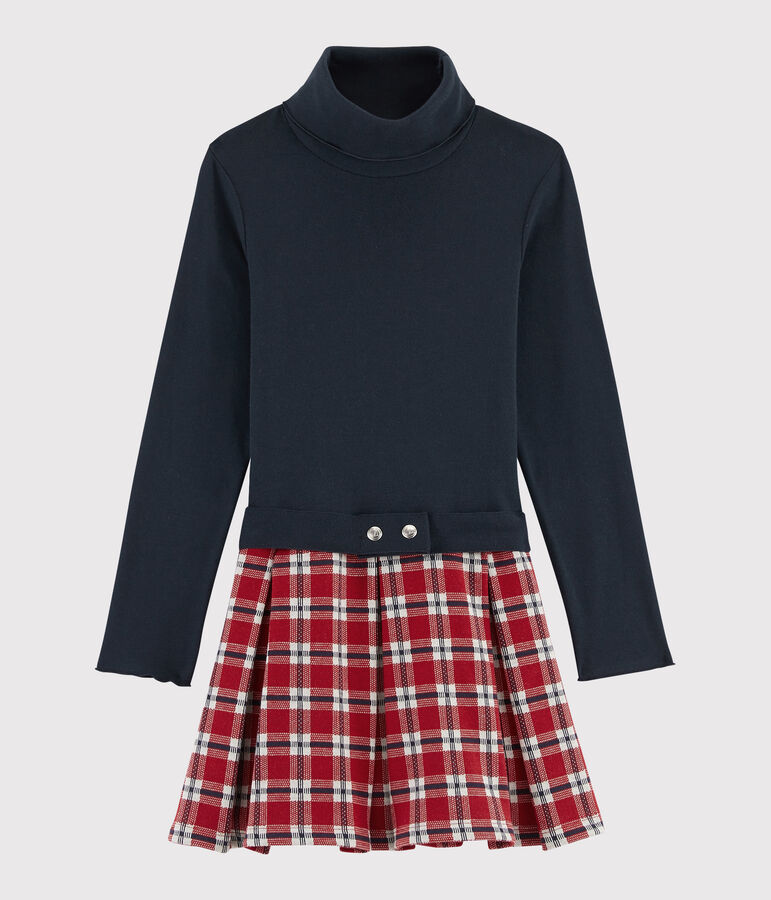 Robe manches longues enfant fille bleu SMOKING/blanc MULTICO