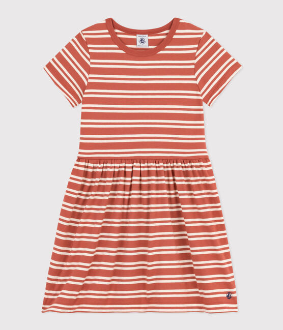 Robe rayée manches courtes en coton enfant fille FAMEUX/ AVALANCHE