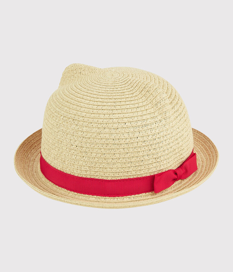 Chapeau de paille enfant fille rose