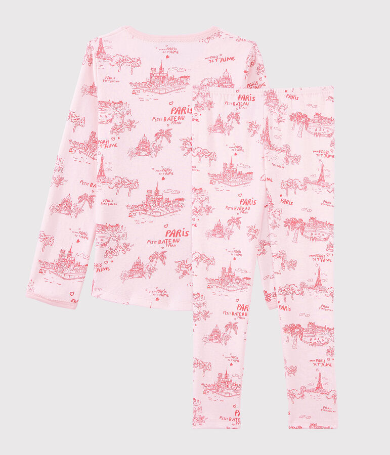 Pyjama toile de Jouy Paris petite fille en coton rose FLEUR/rose GROSEILLER