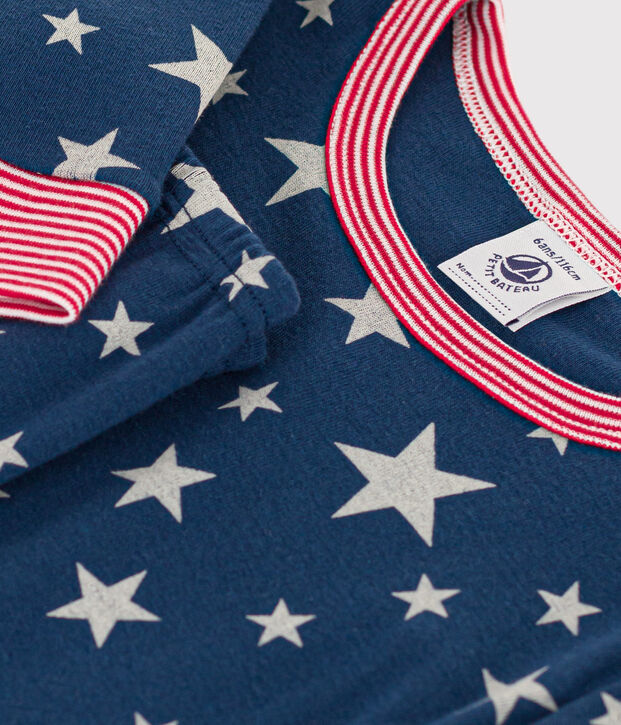 Pyjama ajust&eacute; phosphorescent en coton imprim&eacute; &eacute;toiles enfant bleu/blanc