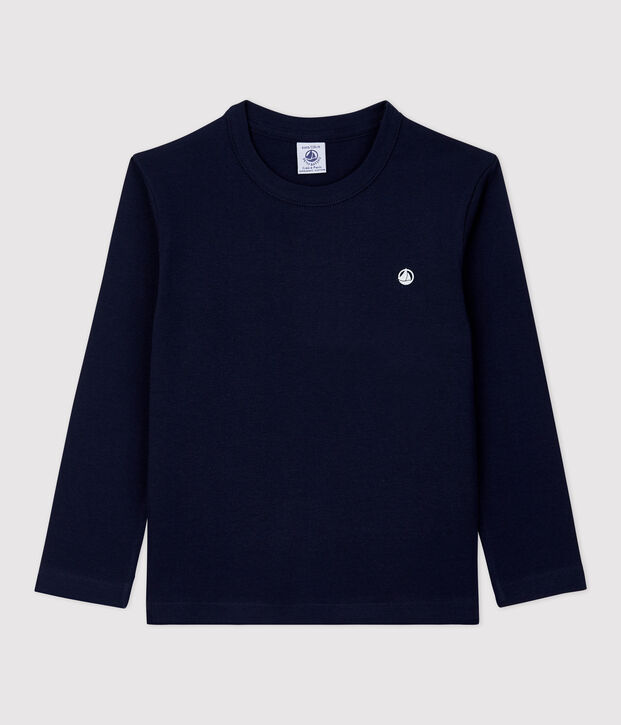 T-shirt en coton bio enfant fille / gar&ccedil;on bleu marine