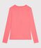 Tee-shirt femme en coton manches longue uni rose FLAMAND