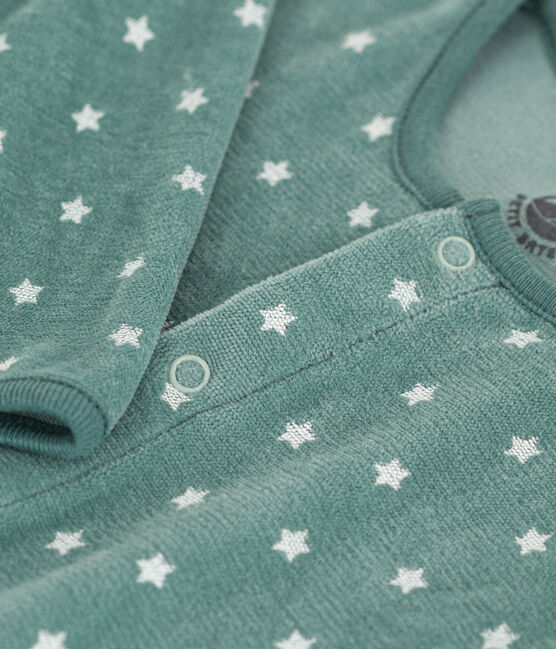 Pyjama bébé étoiles en velours bleu BRUT/blanc MARSHMALLOW